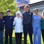 student ambassadors outside of polaris career center building