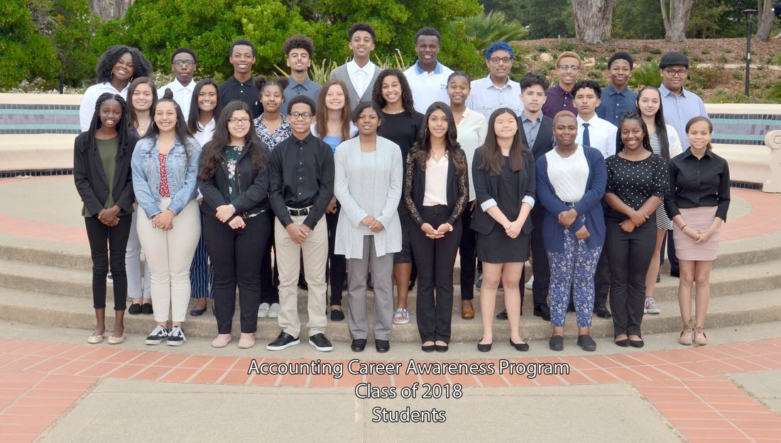 Diverse group of high school students participating in the Accounting Career Awareness Program (ACAP) Bay Area, engaging in activities designed to introduce them to accounting and finance careers.