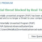 Malwarebytes real-time protection blocking the installation of Advanced System Care potentially unwanted program