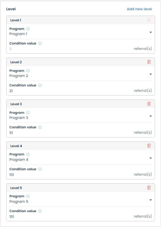 Configuration interface within UpPromote for setting auto-tier commissions based on referral quantity