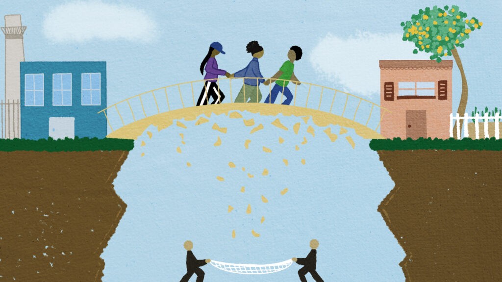 Illustration depicting the transition challenges for youth aging out of foster care programs in California, emphasizing the urgent need for expanded support and independent living services.