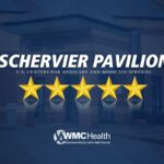 Schervier Pavilion Medicare and Medicaid 5-Star Rating Badge, showcasing excellence in senior care.