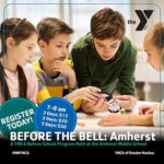 Amherst Before The Bell program social media image promoting YMCA before and after school care, highlighting the importance of engaging and safe child care outside of school hours.