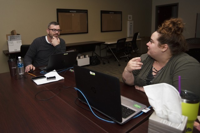 U.S. Army Research Laboratory scientists Dr. Govind Mallick and Dr. Lily Giri collaborating on research, exemplifying career advancement opportunities available through the Army Career Program 16 Proponency Office.